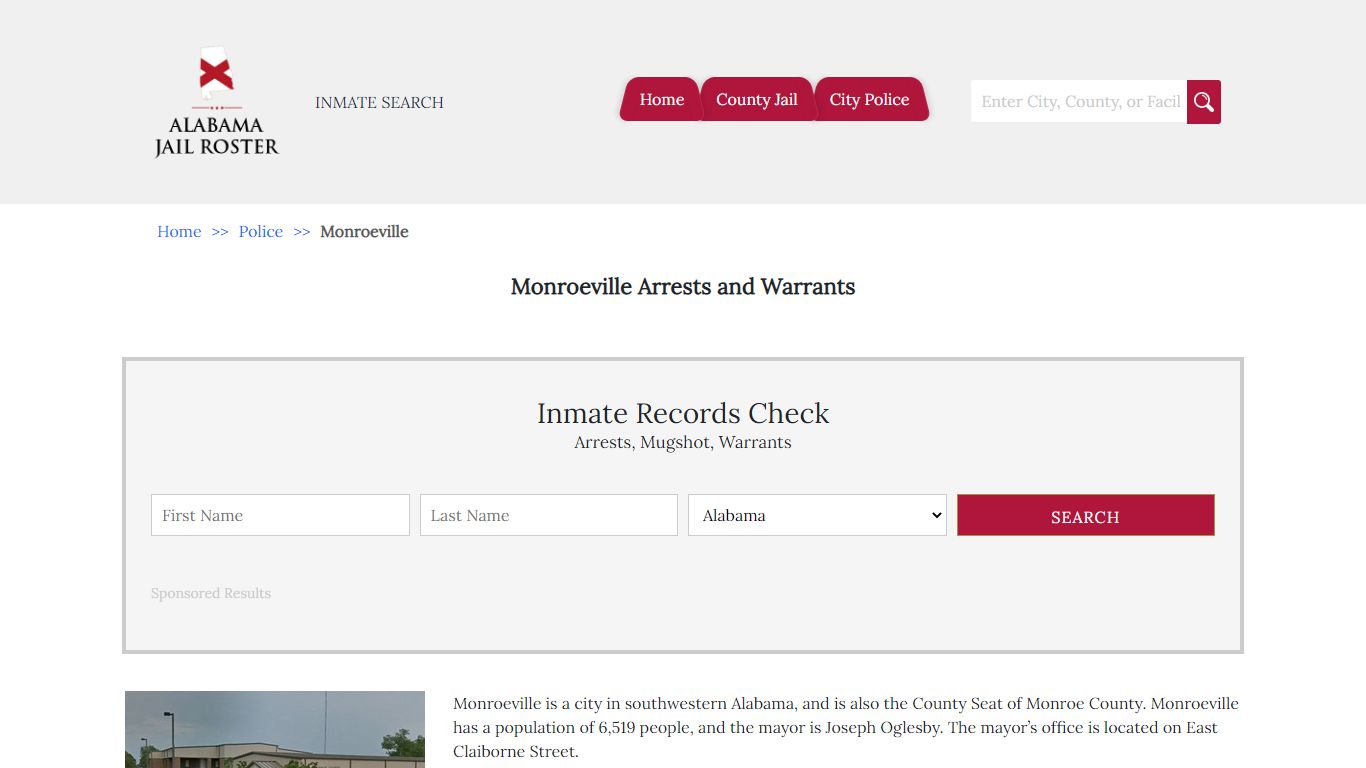 Monroeville Arrests and Warrants | Alabama Jail Inmate Search