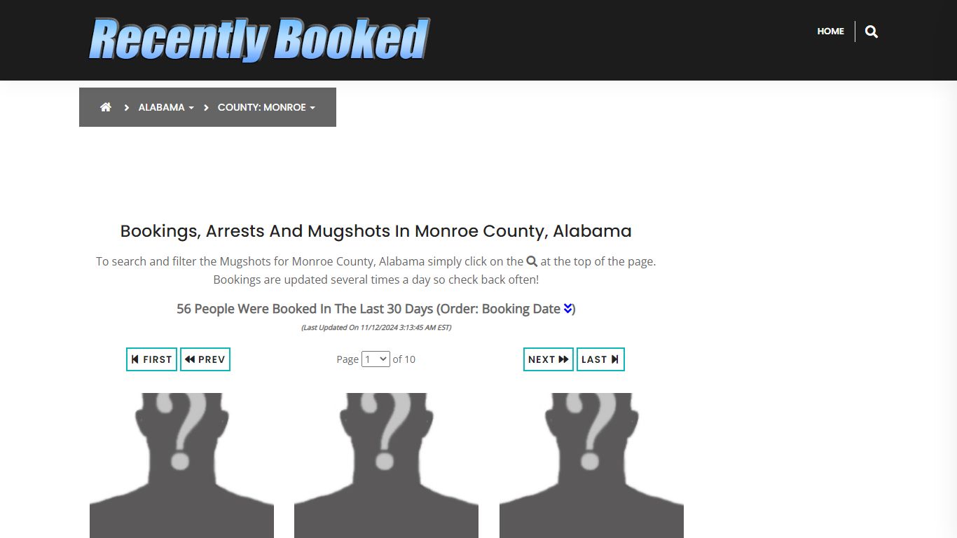 Bookings, Arrests and Mugshots in Monroe County, Alabama - Recently Booked