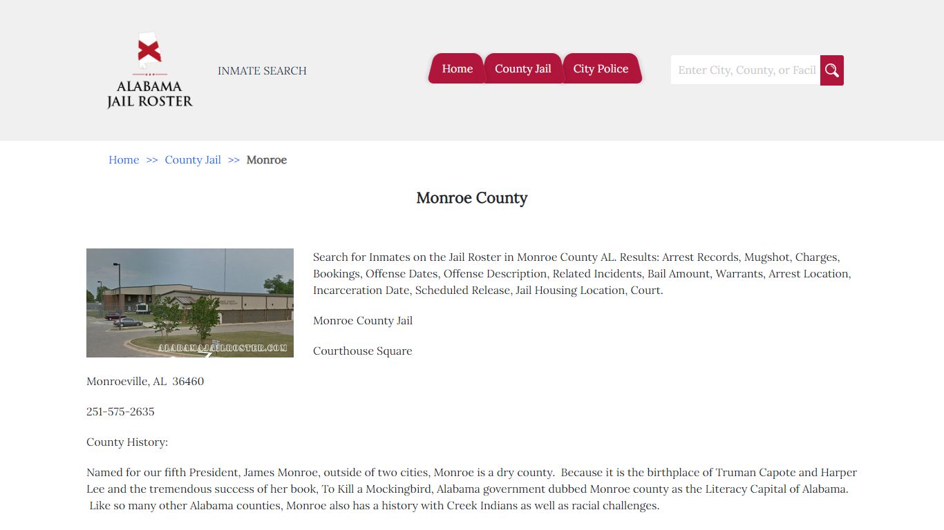 Monroe County - Alabama Jail Inmate Search