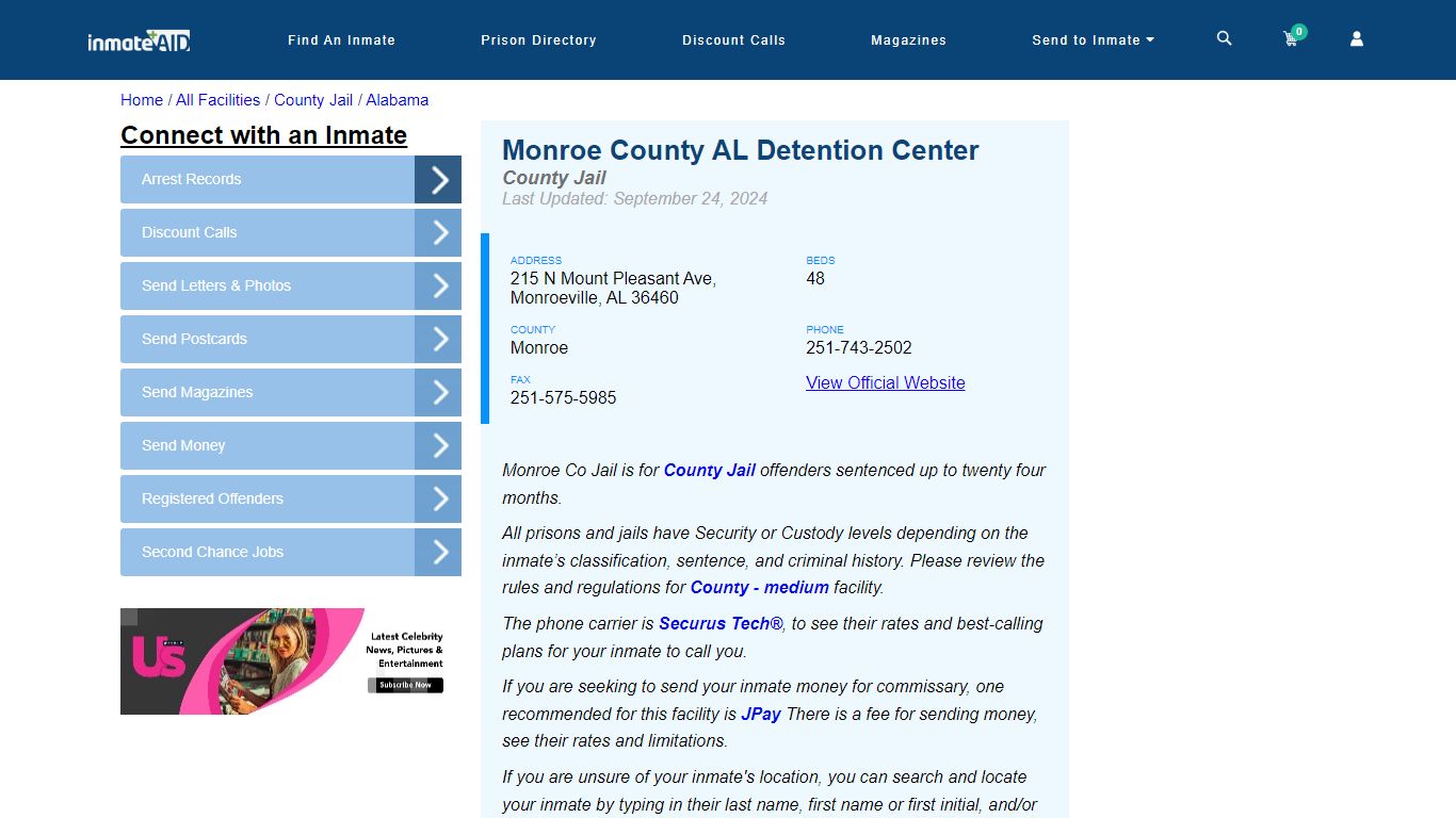 Monroe County AL Detention Center - Inmate Locator